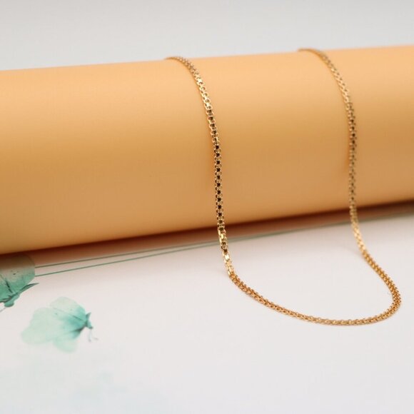 "Polished Rose Gold Box Chain Necklace  Modern Style, XPNL0123 - Picture 1 of 12